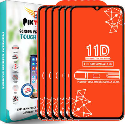 PikTrue Edge To Edge Tempered Glass for Samsung A32 5G(Pack of 6)