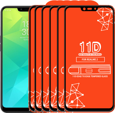 Qyist Edge To Edge Tempered Glass for Realme 2(Pack of 6)
