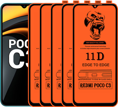 PFOAM Edge To Edge Tempered Glass for REDMI POCO C3(Pack of 5)