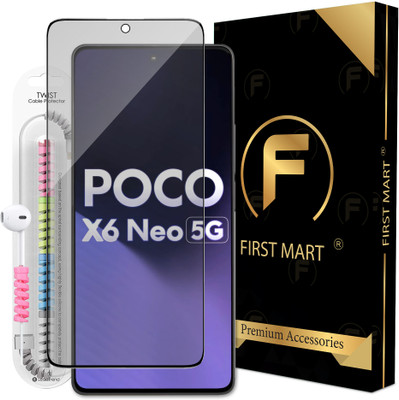 FIRST MART Edge To Edge Tempered Glass for Poco X6 Neo 5G, Redmi Note 13, Redmi Note 13 Pro, Matte OG Tempered Glass with Cable Protector(Pack of 1)