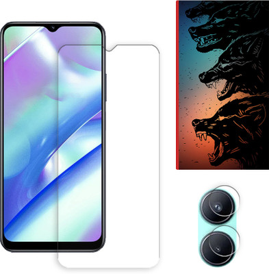 SOMTONE Edge To Edge Tempered Glass for Realme C33 2023 4G Tempered Glass Screen Protector | Anti-Scratch | Edge to Edge Full Coverage | 9H Hardness ( 1 FRONT SCREEN GUARD + 1 CAMERA LENS PROTECTOR + 1 FREE BACK EMBOSSED SKIN061 )(Pack of 1)