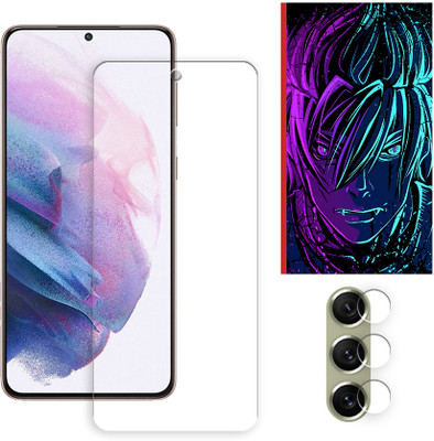 ARBAN Edge To Edge Tempered Glass for Samsung Galaxy S21 Plus 5G Tempered Glass Screen Protector | Anti-Scratch | Edge to Edge Full Coverage | 9H Hardness (1 FRONT SCREEN GUARD + 1 CAMERA LENS PROTECTOR + 1 FREE BACK EMBOSSED SKIN002)(Pack of 1)