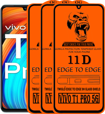 TWIGLO Edge To Edge Tempered Glass for VIVO T1 PRO 5G(Pack of 3)