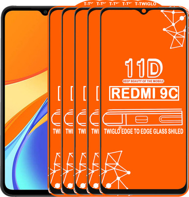TWIGLO Edge To Edge Tempered Glass for REDMI 9C(Pack of 5)