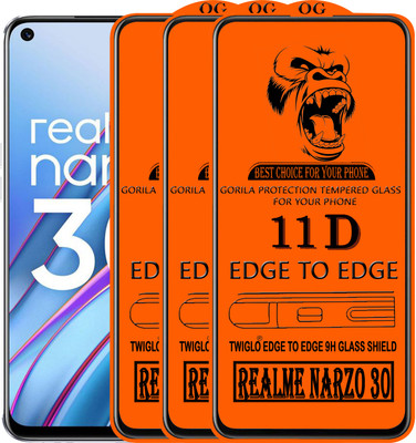 TWIGLO Edge To Edge Tempered Glass for REALME NARZO 30(Pack of 3)