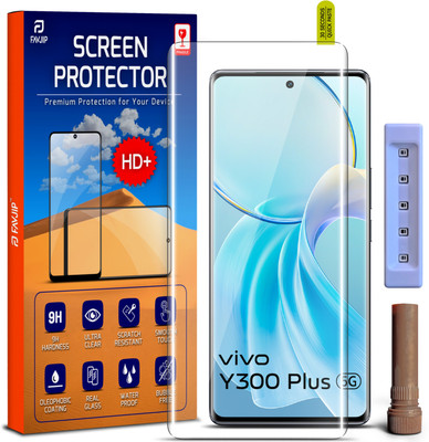 FAVJIP Edge To Edge Tempered Glass for Vivo Y300 Plus, Vivo Y300 Plus 5G, 3D Quad Curved UV Liquide Glue Screen Guard Screen Protector with Easy Installation Kit(Pack of 1)