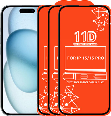 Qyist Edge To Edge Tempered Glass for FOR IPHONE 15, IPHONE 15 PRO(Pack of 3)