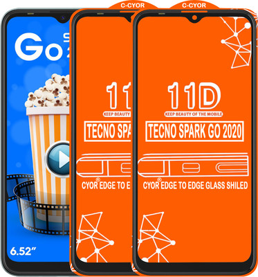 CYOR Edge To Edge Tempered Glass for TECNO SPARK GO 2020(Pack of 2)