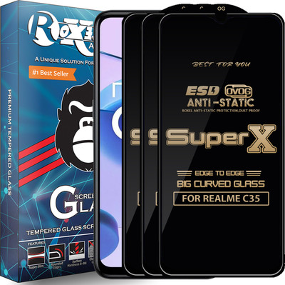 Roxel Edge To Edge Tempered Glass for REALME C35(Pack of 3)