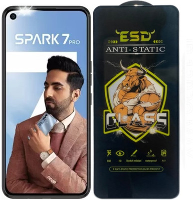 Blate Edge To Edge Tempered Glass for Tecno Spark 7 Pro, ESD Tempered Glass, ESD Screen Protector, Anti Static, Screen Protector(Pack of 1)
