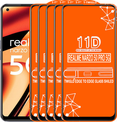 TWIGLO Edge To Edge Tempered Glass for REALME NARZO 50 PRO 5G(Pack of 5)