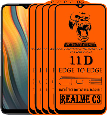TWIGLO Edge To Edge Tempered Glass for REALME C3(Pack of 5)