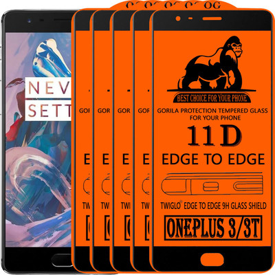 TWIGLO Edge To Edge Tempered Glass for OnePlus 3T(Pack of 5)