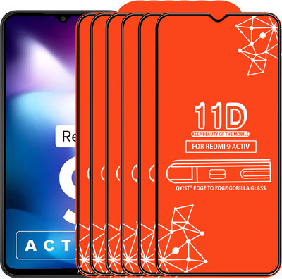Qyist Edge To Edge Tempered Glass for Redmi 9 Activ(Pack of 6)