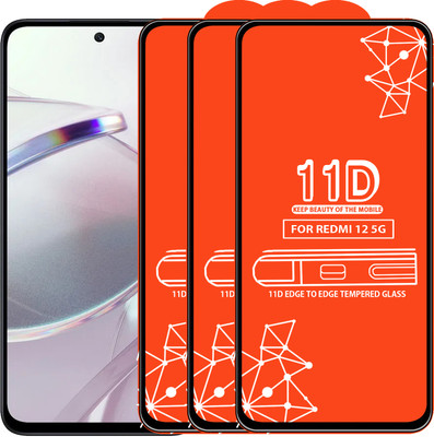 Qyist Edge To Edge Tempered Glass for Redmi 12 5G(Pack of 3)