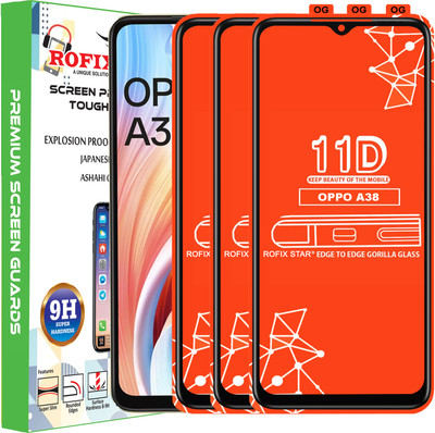 Rofix star Edge To Edge Tempered Glass for OPPO A38(Pack of 3)