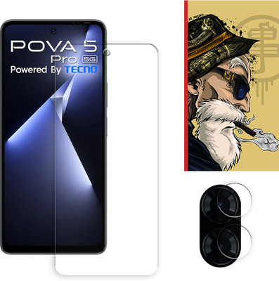 ARBAN Edge To Edge Tempered Glass for Tecno Pova 5 Pro 5G Tempered Glass Screen Protector | Anti-Scratch | Edge to Edge Full Coverage | 9H Hardness ( 1 FRONT SCREEN GUARD + 1 CAMERA LENS PROTECTOR + 1 FREE BACK EMBOSSED SKIN001 )(Pack of 1)
