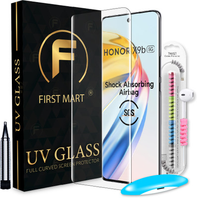 FIRST MART Edge To Edge Tempered Glass for Honor X9b 5G, Honor X9b, OnePlus 12R 5G, 1+12R, UV Light Tempered Glass with Cable Protector(Pack of 1)