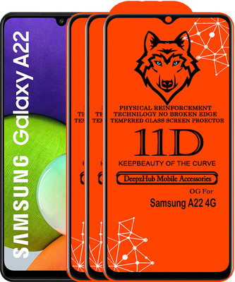 DeepzHub Edge To Edge Tempered Glass for Samsung A22 4G(Pack of 3)