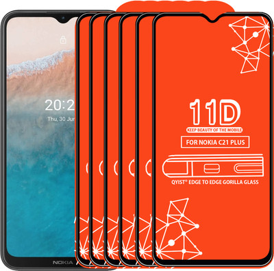 Qyist Edge To Edge Tempered Glass for NOKIA C21 PLUS(Pack of 6)