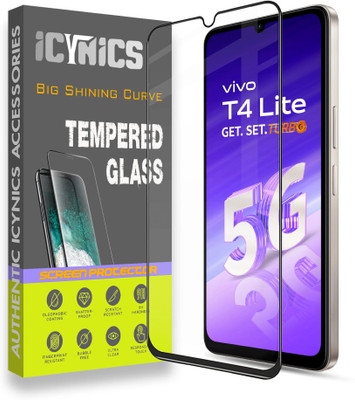 ICYNICS Edge To Edge Tempered Glass for Vivo T4 Lite 5G, Anti-Fingerprint, Waterproof, Oil-resistant, Bubble-Free, Anti-Static, Scratch Resistant Full Coverage with Wooden box to ensure safety(Pack of 1)