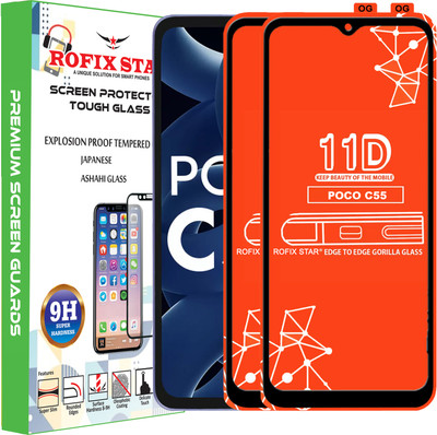 Rofix star Edge To Edge Tempered Glass for POCO C55(Pack of 2)