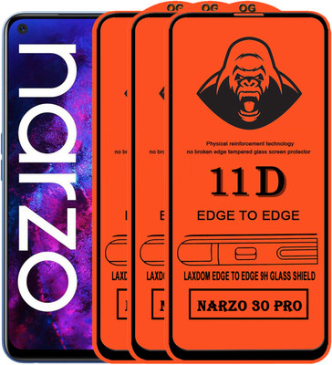 Laxdom Edge To Edge Tempered Glass for REALME NARZO 30 PRO(Pack of 3)
