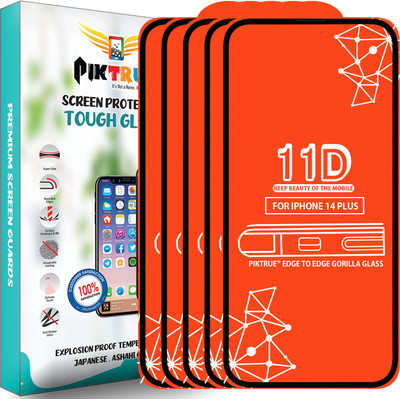 PikTrue Edge To Edge Tempered Glass for Iphone 14 Plus(Pack of 5)
