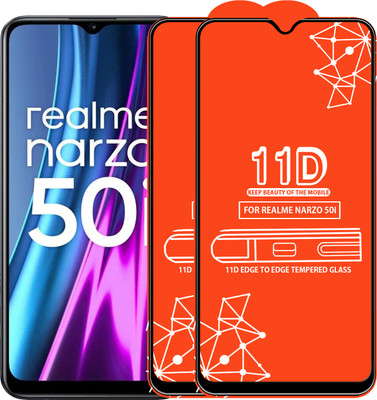 Qyist Edge To Edge Tempered Glass for Realme Narzo 50I(Pack of 2)