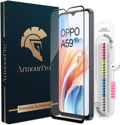 ArmourPro Edge To Edge Tempered Glass for Oppo A59 5G, Oppo A59, A59 5G, OG Tempered Glass with Cable Protector(Pack of 1)