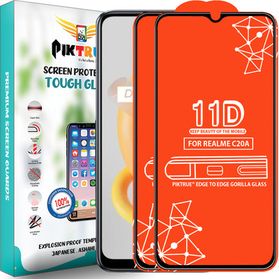 PikTrue Edge To Edge Tempered Glass for Realme C20A(Pack of 2)