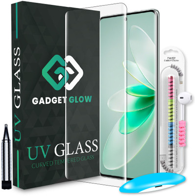 Gadget Glow Edge To Edge Tempered Glass for Vivo V27 5G, Vivo V27 Pro 5G, Vivo V27, Vivo V27 Pro, UV Light Tempered Glass with Cable Protector(Pack of 1)