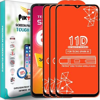 PikTrue Edge To Edge Tempered Glass for Tecno Spark 8C(Pack of 3)