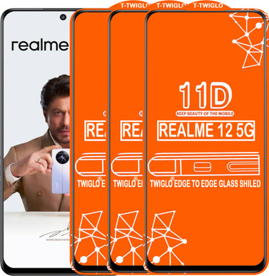TWIGLO Edge To Edge Tempered Glass for REALME 12 5G(Pack of 3)