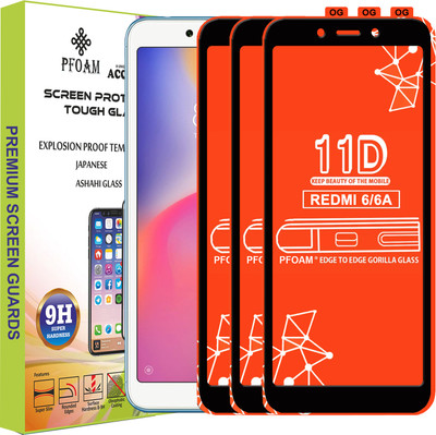 PFOAM Edge To Edge Tempered Glass for Mi Redmi 6A(Pack of 3)