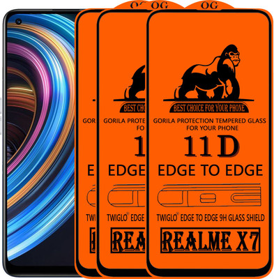 TWIGLO Edge To Edge Tempered Glass for REALME X7(Pack of 3)