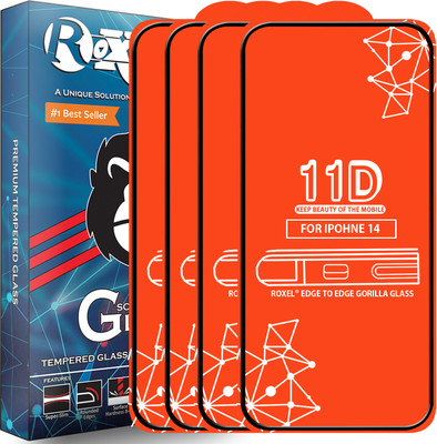 Roxel Edge To Edge Tempered Glass for Iphone 14(Pack of 4)