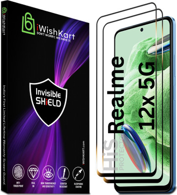 iWishKart Edge To Edge Tempered Glass for Realme 12x 5G, Realme 12x, Premium Military grade Edge to Edge Premium gorilla temper black glass screenguard with Self Installation Guide - Wet & Dry wipes, Dust Absorber [With Warranty] mobile ka gilas cover(Pack of 2)