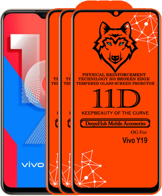 DeepzHub Edge To Edge Tempered Glass for Vivo Y19(Pack of 3)