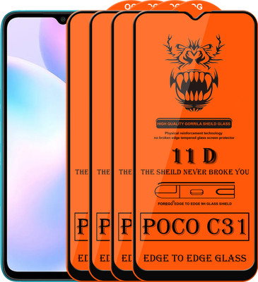 Forego Edge To Edge Tempered Glass for Poco C31(Pack of 4)