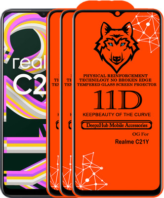 DeepzHub Edge To Edge Tempered Glass for Realme C21Y(Pack of 3)