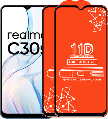 Qyist Edge To Edge Tempered Glass for Realme C30S(Pack of 2)