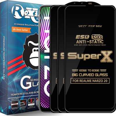 Roxel Edge To Edge Tempered Glass for REALME NARZO 20(Pack of 3)