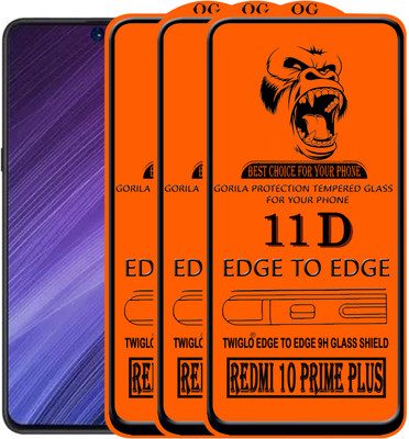 TWIGLO Edge To Edge Tempered Glass for REDMI 10 PRIME PLUS(Pack of 3)