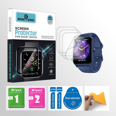 SOMTONE Edge To Edge Tempered Glass for FASTRACK REFLEX NITRO 1.8 inch Smartwatch 4 PROTECTOR + 4 WIPES + 4 DUST REMOVAL STICKER + 1 WIPER(Pack of 4)