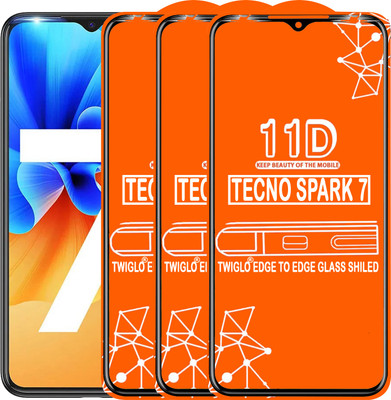 TWIGLO Edge To Edge Tempered Glass for TECNO SPARK 7(Pack of 3)