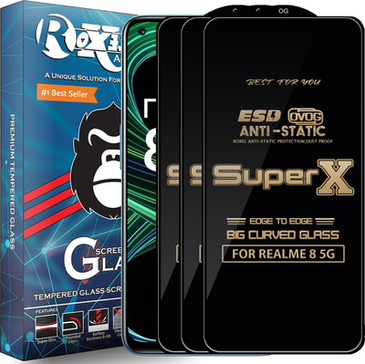Roxel Edge To Edge Tempered Glass for REALME 8 5G(Pack of 3)