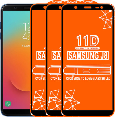 CYOR Edge To Edge Tempered Glass for Samsung Galaxy J8(Pack of 3)