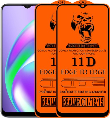 CYOR Edge To Edge Tempered Glass for REALME C15(Pack of 2)