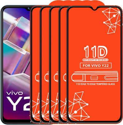 Qyist Edge To Edge Tempered Glass for Vivo Y22(Pack of 5)